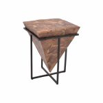 Tavolinë anësore Midpy Inart, dru natyral tik-metal i zi 40x40x55cm