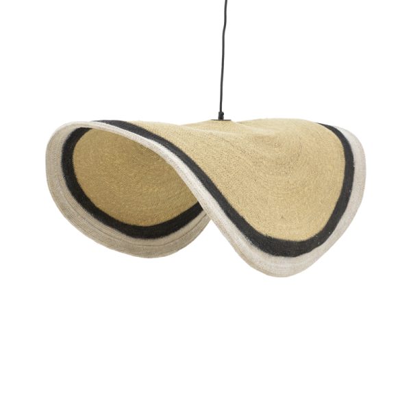 Llambë tavani Hatchie Inart, natyral-e zeze-bardhe prej barishte deti dhe hekuri, D100x133cm