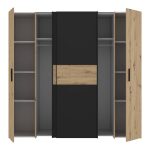 Gardërobë Bekerk  melamine me lis të zi 200x61.5x190.5cm - Image 4