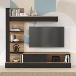 Kompleksi i dhomës së ndenjes Dranko  melamine me lis të zi 205x41.5x192cm - Image 2