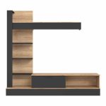 Kompleksi i dhomës së ndenjes Dranko  melamine me lis të zi 205x41.5x192cm - Image 3