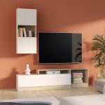 Kompleksi i dhomës së ndenjes Halmi  lisi i bardhë μελαμίνης 180x39x190cm - Image 2