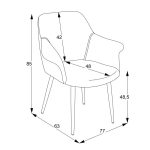Karrige Parsow, stof i bardhë me këmbë metalike të zeza 77x63x85cm - Image 6