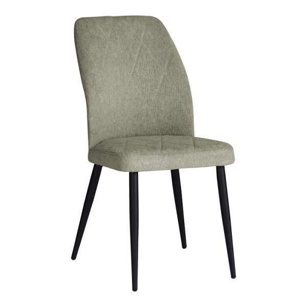 Karrige Vika, stof gri me këmbë metalike të zeza 48x58x90cm