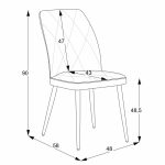 Karrige Vika, stof ekru me këmbë mtealike të zeza 48x58x90cm - Image 6