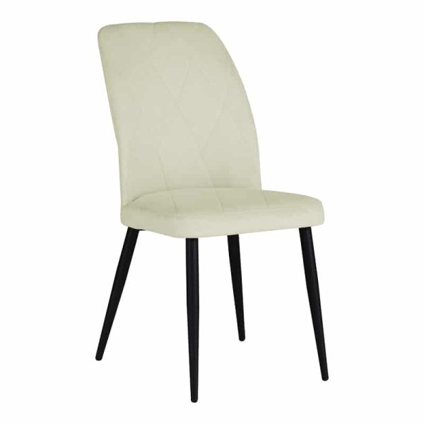 Karrige Vika, stof ekru me këmbë mtealike të zeza 48x58x90cm