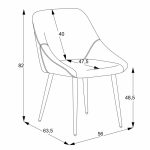 Karrige Loukrizia, stof ngjyrë gri e lehtë-këmbë metalike e zezë 56x63.5x82cm - Image 6