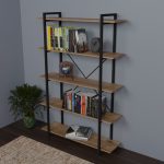 Bookcase Reson  oa melaminek-black metal 120x34x180cm - Image 2
