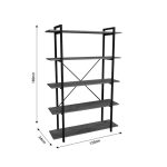Bookcase Reson  oa melaminek-black metal 120x34x180cm - Image 4
