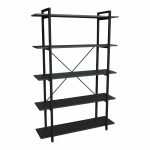 Bookcase Reson anthracitemelamine-black metal 120x34x180cm