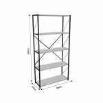 Bookcase Tikilmo  lisi melamie-black metal 88x34x180cm - Image 3
