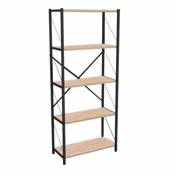 Bookcase Draizy lisi melamine-black metal 60x30x150cm
