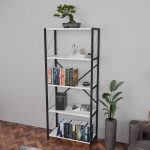 Bookcase Draizy melamine-black metal 60x30x150cm - Image 2