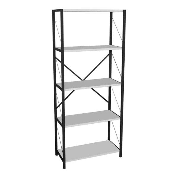 Bookcase Draizy melamine-black metal 60x30x150cm