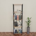 Bookcase Glase  oak melamine-black metal 40x30x150cm - Image 2