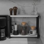 Rafti tavolinë Lerf, melamine ngjyrë e bardhë, këmbë metalike të zeza, 45x17x35cm - Image 2