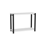 Rafti tavolinë Lerf, melamine ngjyrë e bardhë, këmbë metalike të zeza, 45x17x35cm