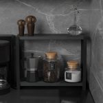 Rafti tavolinë Lerf, prej melamine ngjyrë antraciti, këmbë metalike të zeza, 45x17x35cm - Image 2