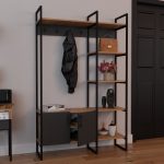 Mobilje hyrëse Thoj  oak melamine-anthracite metal 120x34x180cm - Image 3