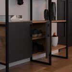 Mobilje hyrëse Thoj  oak melamine-anthracite metal 120x34x180cm - Image 4