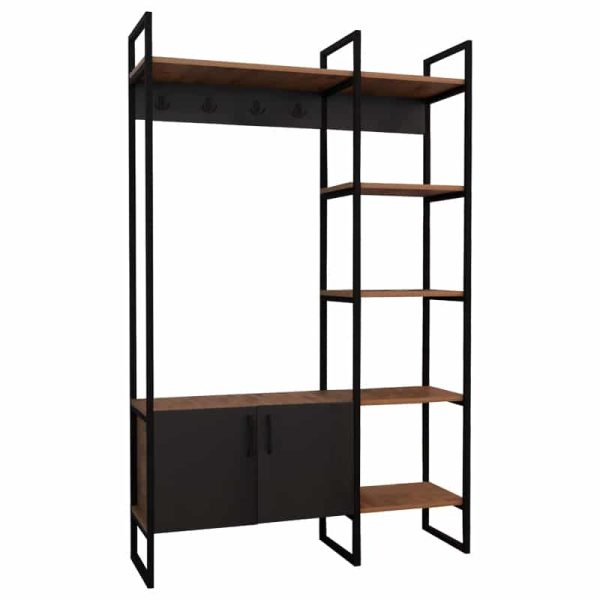 Mobilje hyrëse Thoj  oak melamine-anthracite metal 120x34x180cm