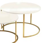 Solme  tavolina mesi set prej 2 copësh ecru melamine metal ngjyrë ari - Image 3