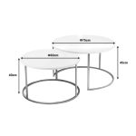 Solme  tavolina mesi set prej 2 copësh ecru melamine metal ngjyrë ari - Image 4