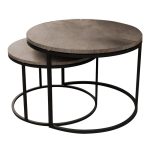 Tavolina mesi Solme set 2 copë mermer gri melamine metal të zi
