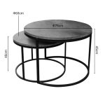 Tavolina mesi Solme set 2 copë mermer gri melamine metal të zi - Image 3