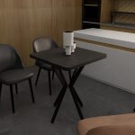 Tavolinë Prestone, melaminë mermeri e zezë - metal i zi 70x70x75cm - Image 2
