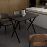 Tavolinë Zeryin, melaminë e zezë-metal i zi 70x110x75cm - Image 2