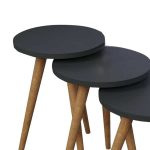Tavolina anësore Perjene  set prej 3 copë melamine në hije anthracite dhe këmbët prej druri - Image 3