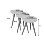 Tavolina anësore Perjene  set prej 3 copë melamine në hije anthracite dhe këmbët prej druri - Image 5