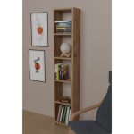 Barzine  melamine bookcase në hije natyrore 27.6x19.5x150cm - Image 3