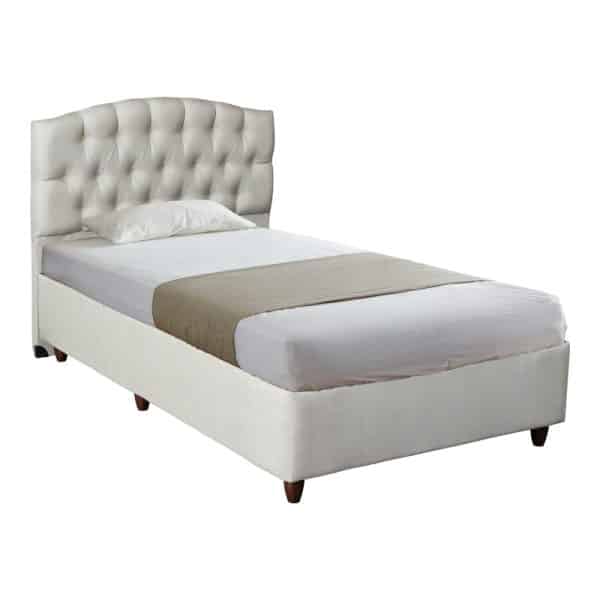 Krevat tek me hapësirë magazinimi Lanse, ngjyrë krem 120x200cm