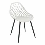 Karrige Suan  pp në nuancë të bardhë dhe këmbë metalike e zezë 56x49x82cm