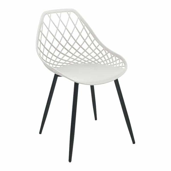 Karrige Suan pp në nuancë të bardhë dhe këmbë metalike e zezë 56x49x82cm