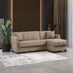 Kënd divani me shtrat dhe hapësirë magazinimi Alaska, stof bezhë 204x143x83cm - Image 2