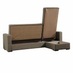 Kënd divani me shtrtat dhe hapësirë magazinimi Kansas, stof kafe 235x150x80cm - Image 4