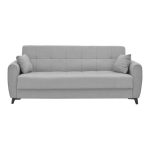 Divan-krevat me tre vende Lincoln me hapësirë magazinimi  pëlhurë gri të lehtë 225x85x90cm - Image 2
