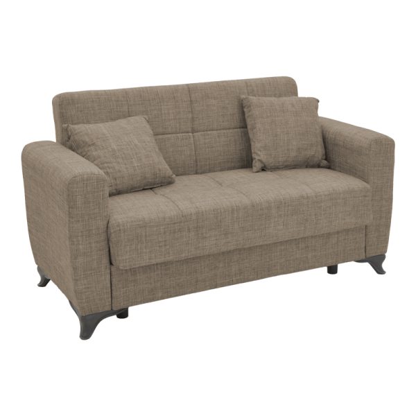Divan-krevat me depo dy-vendëshe Modesto  pëlhurë kafe të lehtë 155x85x80cm
