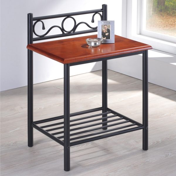 Tabela anësore Kellien  arrë gome-black metal 45x35x62cm