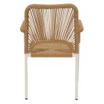 Karrige alumini Norture, kornizë e bardhë stivuese, ratan natyral 57x61x85cm - Image 5