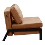 Fotele-krevat Fancy, stof kadife në nuancë molle dhe këmbë metalike të zeza 95x98x70cm - Image 4