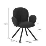 Karrige Garzele Inart, stof teddy i bardhë-këmbë të zeza metalike 68x66x82.5cm - Image 7