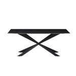 Tavolinë Cozline Inart, mermer i zi, gur i sinteruar me këmbë metalike të zeza 180x90x76cm - Image 2