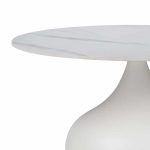 Tavolinë anësore Kirkene Inart, mermer i bardhë, gur i sinteruar dhe metal i bardhë D70x40cm - Image 2