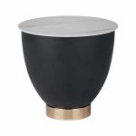 Tavolinë anësore Erasmine Inart, gur i sinteruar me mermer të bardhë D50x45cm