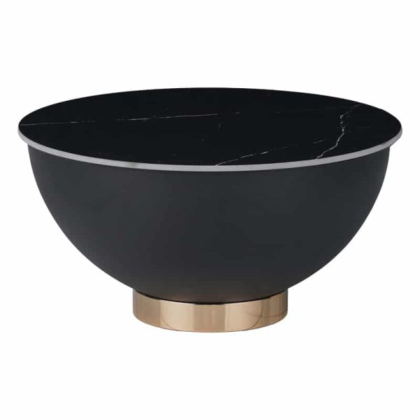 Tavolinë anësore Erasmine Inart, mermer me gur të zi të sinteruar D70x37cm