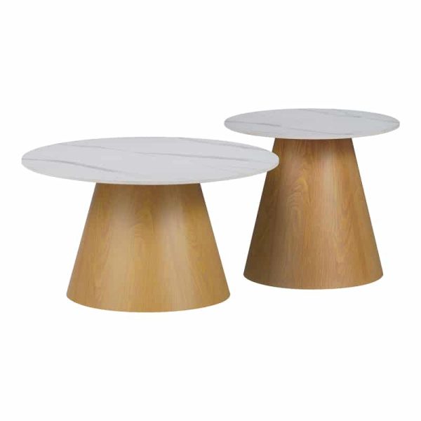 Tavolinë anësore Soleire Inart, gur i sinterizuar me mermer të bardhë